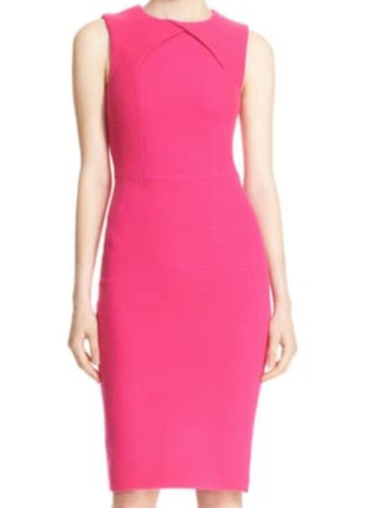 Ted Baker London Dresses & Skirts - Ted Baker London Hot Pink Ribbed Bodycon Sheath Dress Size 3 US 8 10 Sleeveless